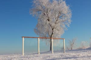 Aluminium balustrade in de sneeuw Aluminium balustrade in de sneeuw